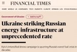 Ukraine đang tấn công cơ sở hạ tầng năng lượng của Nga với tần suất chưa từng có